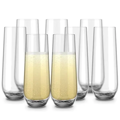 KooK traditional champagne flutes set of 8 with slender silhouette