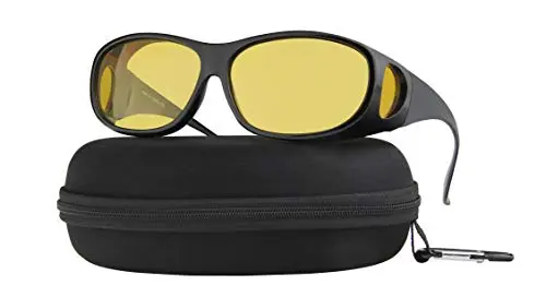 Night driving glasses with yellow tinted lenses for anti-glare protection