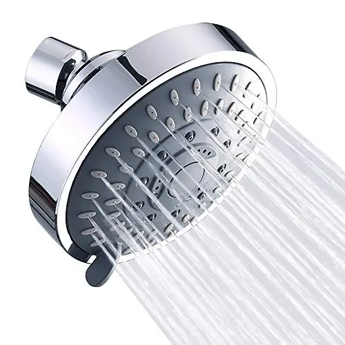 Aisoso round shower head with chrome finish and multiple spray settings