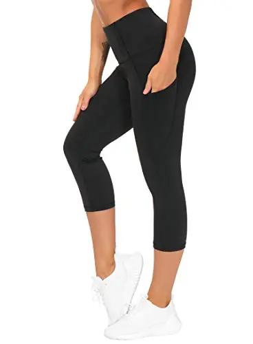 THE GYM PEOPLE thick high waist capri running leggings with pockets