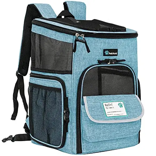PetAmi backpack-style pet carrier with ventilation and storage