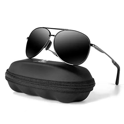 MXNX aviator sunglasses with gun metal frame and black lenses