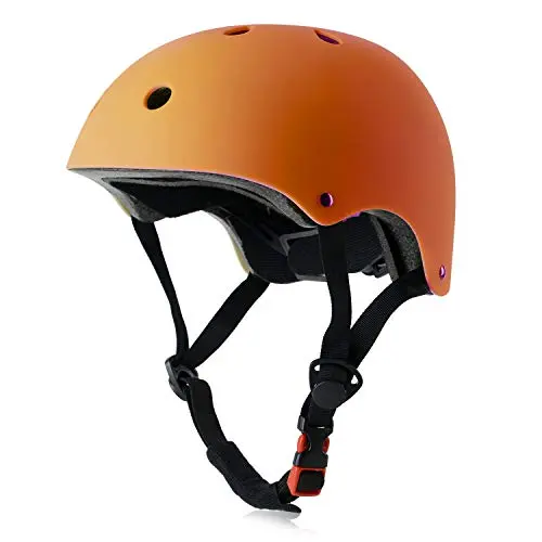 OUWOER kids bike helmet in orange with multiple size adjustments