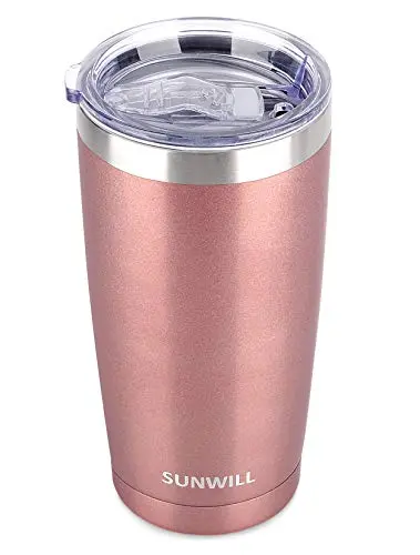 SUNWILL 20oz insulated tumbler in rose gold with sliding lid