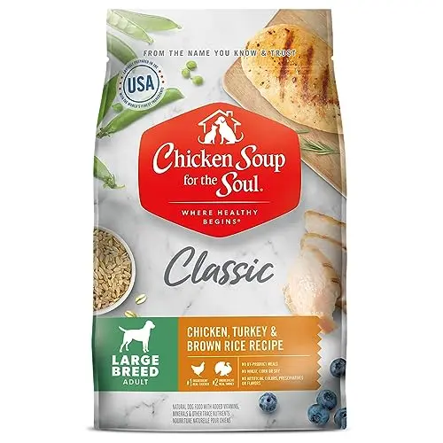 Chicken Soup for the Soul Large Breed adult dry dog food bag with chicken and turkey