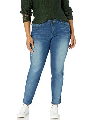 Democracy women's plus-size straight leg jeans with slimming panels