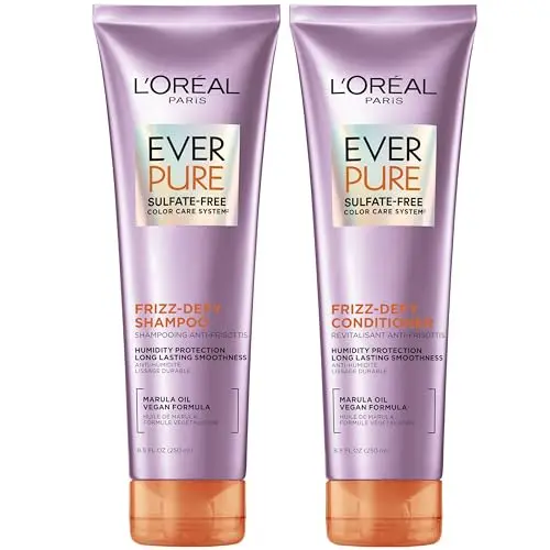 L'Oreal Paris Frizz Defy shampoo and conditioner set with marula oil