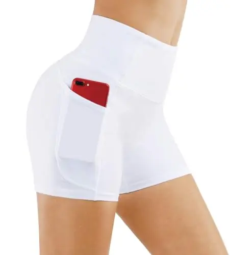 THE GYM PEOPLE high waist yoga shorts for women in white
