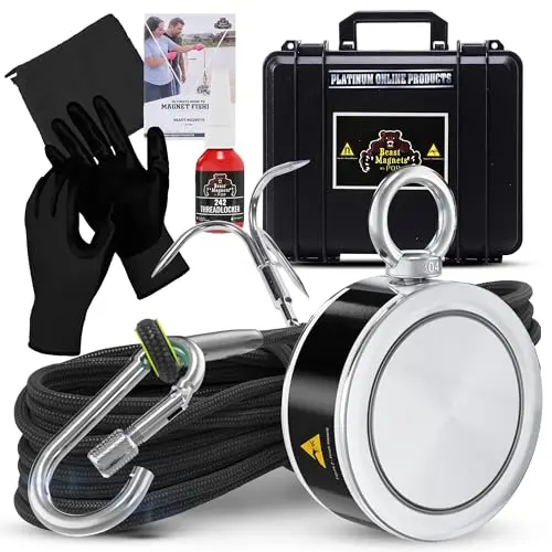 Platinum 1000LB magnet fishing kit with grappling hook