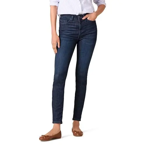 Amazon Essentials High-Rise Skinny Jeans in dark wash showing sleek silhouette