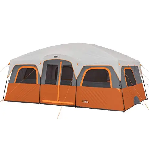 CORE 12 person straight wall cabin tent with multiple rooms
