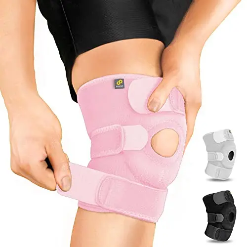 Bracoo knee support brace with adjustable straps and stabilizer ring
