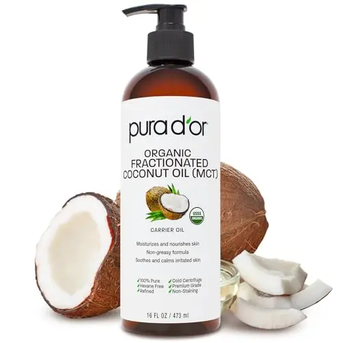 PURA D'OR Organic Fractionated Coconut Oil with pump