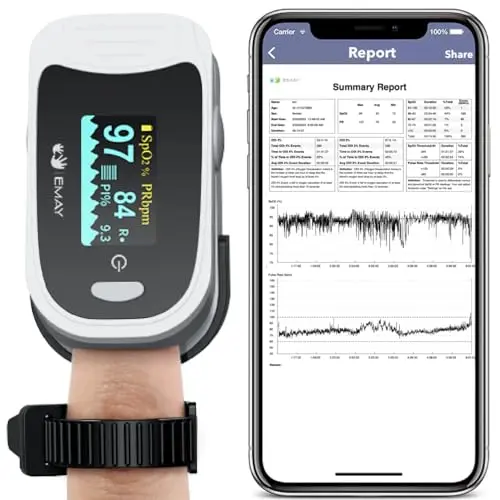 EMAY Sleep Oxygen Monitor with built-in data recording for overnight use