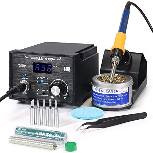 YIHUA 939D+ digital soldering station with brushed aluminum panel