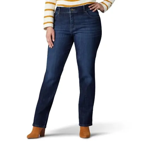 Lee women's plus size relaxed fit straight leg jeans
