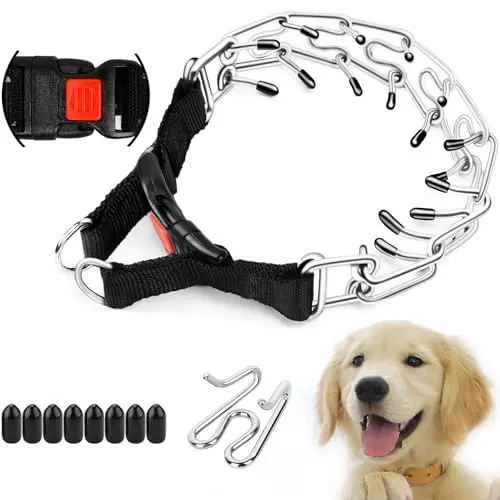 Supet adjustable dog prong collar with quick release buckle