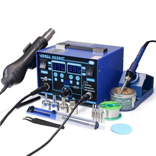 YIHUA 862BD+ soldering and hot air rework station with digital displays