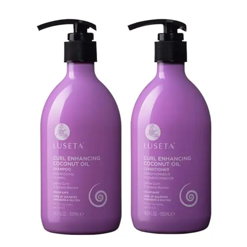 Luseta Curly Hair Shampoo and Conditioner Set with Coconut Oil bottles