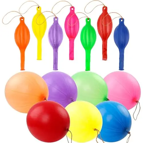 Assorted neon punch balloons with rubber band handles