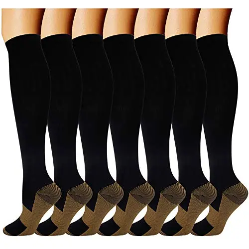 Double Couple copper compression socks knee high in assorted colors