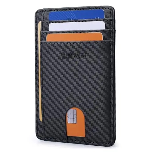 BUFFWAY carbon fiber slim wallet with RFID blocking technology