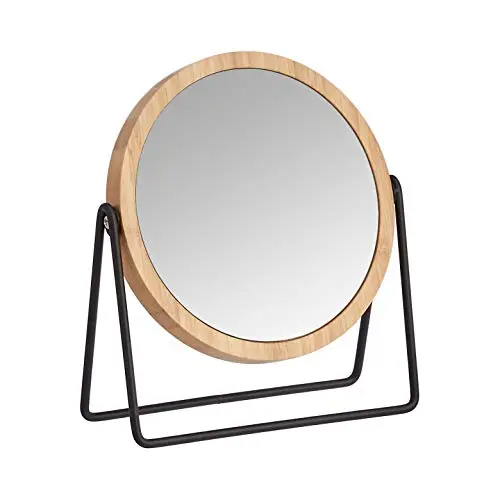 Amazon Basics Vanity Mirror with bamboo rim and double-sided magnification