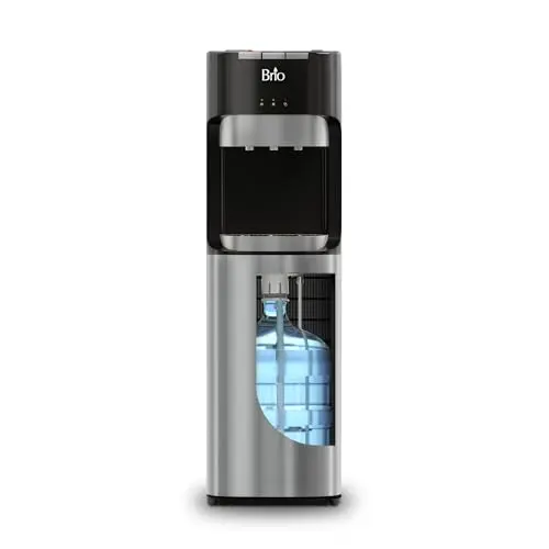 Brio bottom loading water cooler with LED display and stainless steel design