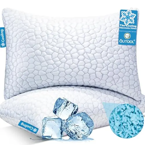 QUTOOL shredded memory foam cooling pillows with adjustable fill and gel infusion