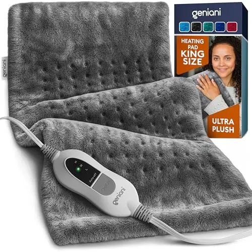 GENIANI large electric heating pad with dry and moist heat therapy for cramps