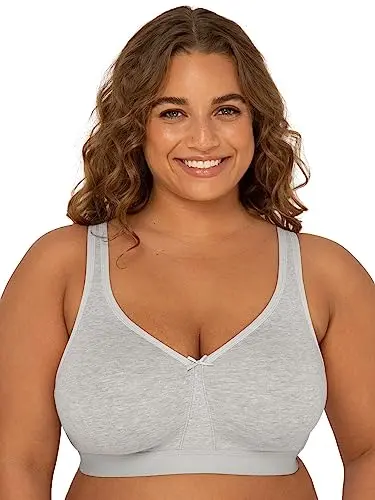 Fruit of the Loom plus size wireless cotton bra in grey