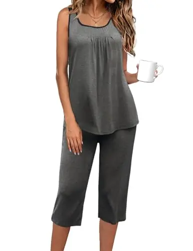 Ekouaer women's capri pajama set with sleeveless tank top