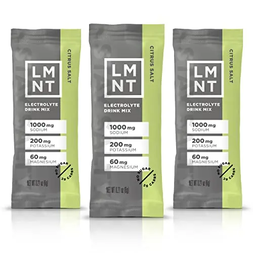 LMNT electrolyte powder packets in citrus salt flavor