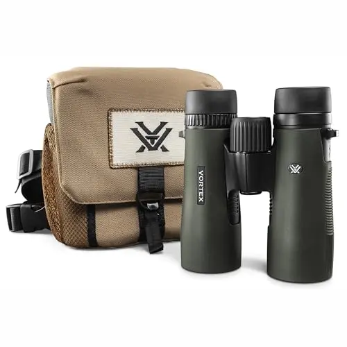 Vortex Optics Diamondback HD 10x42 binoculars showing rugged rubber armor and professional design