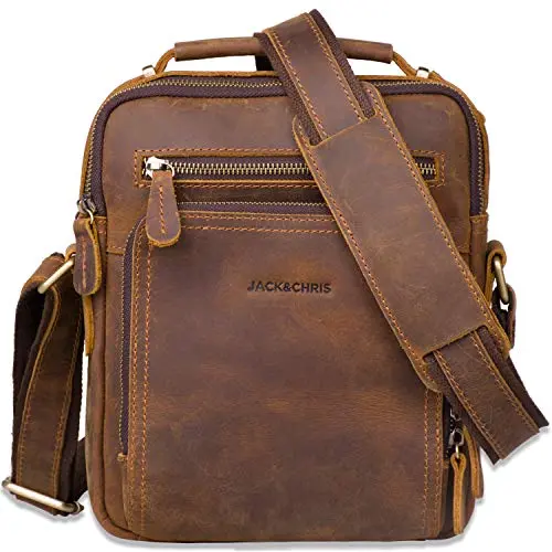 Jack&Chris leather messenger bag in brown with vintage style