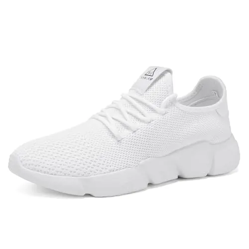 Generic white mesh athletic running sneakers