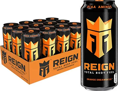 Reign Orange Dreamsicle energy drink can with fitness-focused design