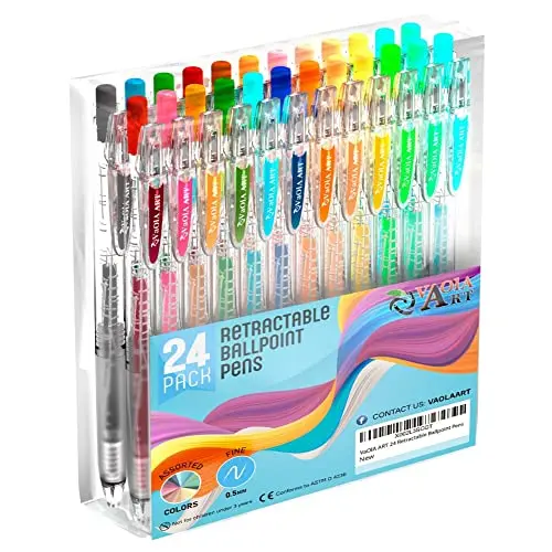VAOLA ART retractable gel pens set with 24 colors