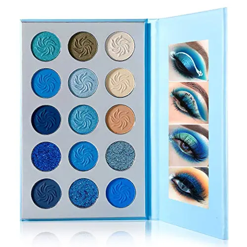 DE'LANCI Space Blue eyeshadow palette with 15 colors
