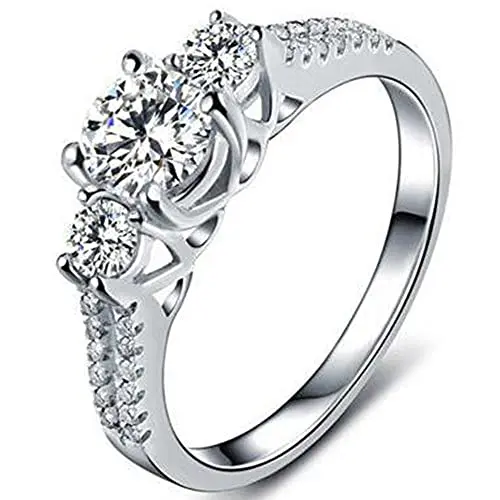 Jude Jewelers platinum plated three stone engagement ring