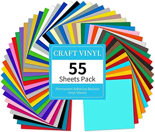 Lya Vinyl 55 pack of multi-colored permanent adhesive vinyl sheets for crafting