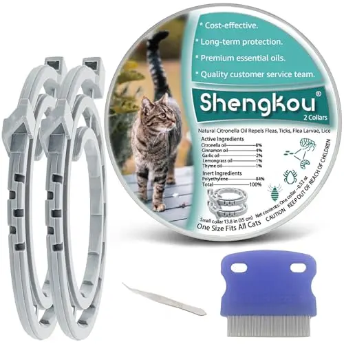 ShengKou natural flea collar for cats with included comb
