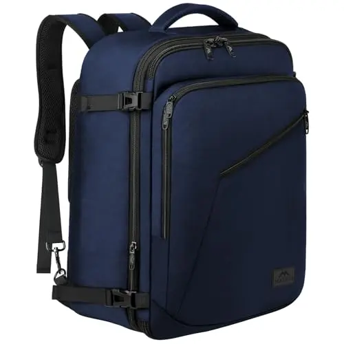 MATEIN Weekender Backpack in blue with expandable storage and multiple carrying options