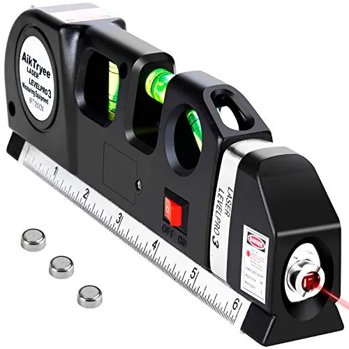 AikTryee red laser level tool with built-in measuring tape