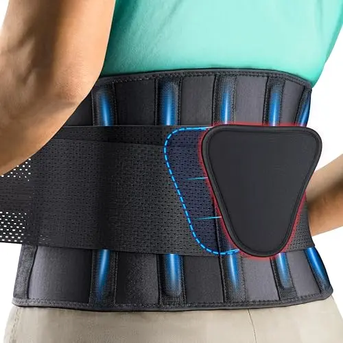 FEATOL back brace with multiple support strips and adjustable straps