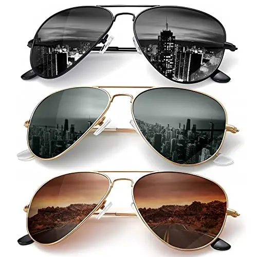 KALIYADI 3-pack aviator sunglasses in assorted styles