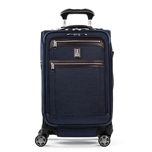 Travelpro Platinum Elite softside carry-on with USB port in navy blue
