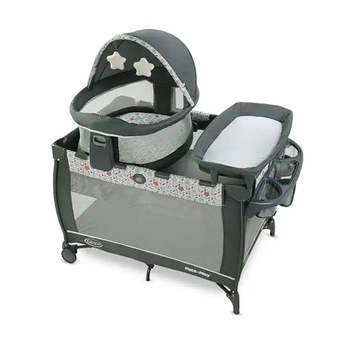 Graco Travel Dome LX playard with raised bassinet and UV canopy
