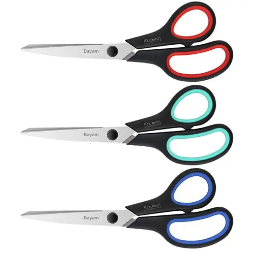 iBayam three-pack of colorful heavy duty scissors for fabric and crafts