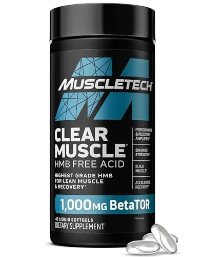 MuscleTech Clear Muscle HMB supplement liquid softgels bottle